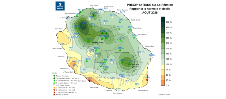 Bulletin climatique mensuel de La Réunion - Août 2026