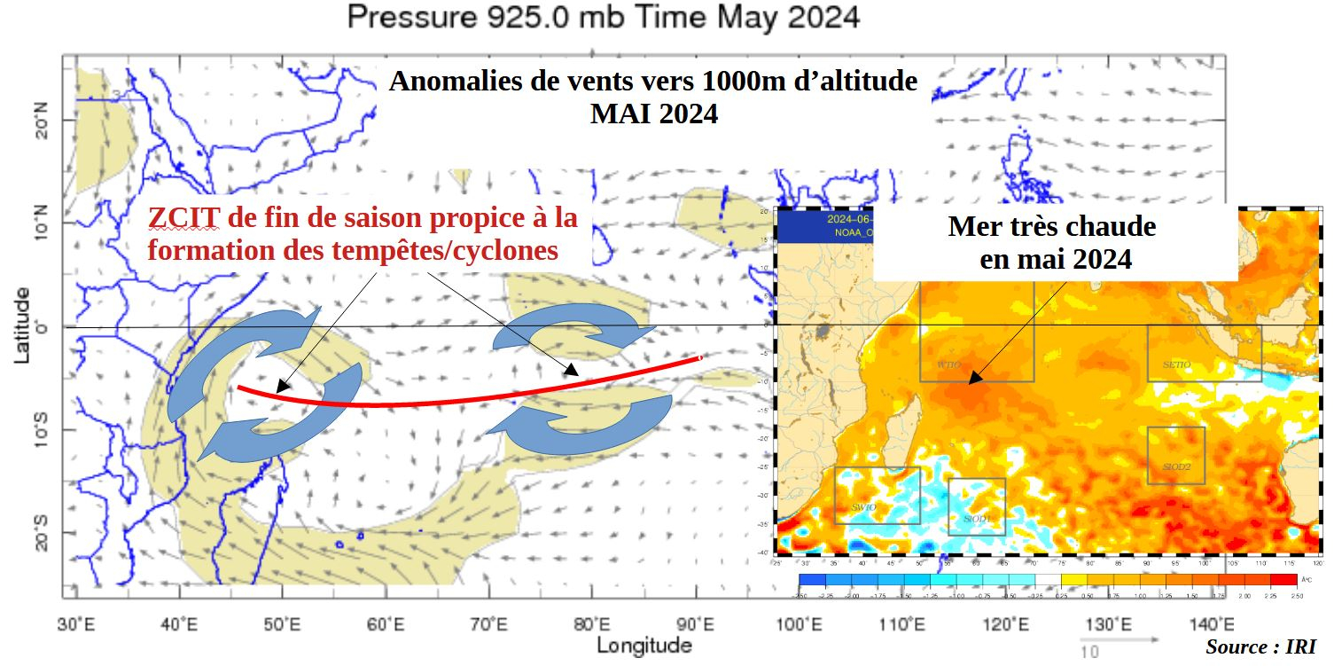 Configuration atmosphérique et océanique en mai 2024