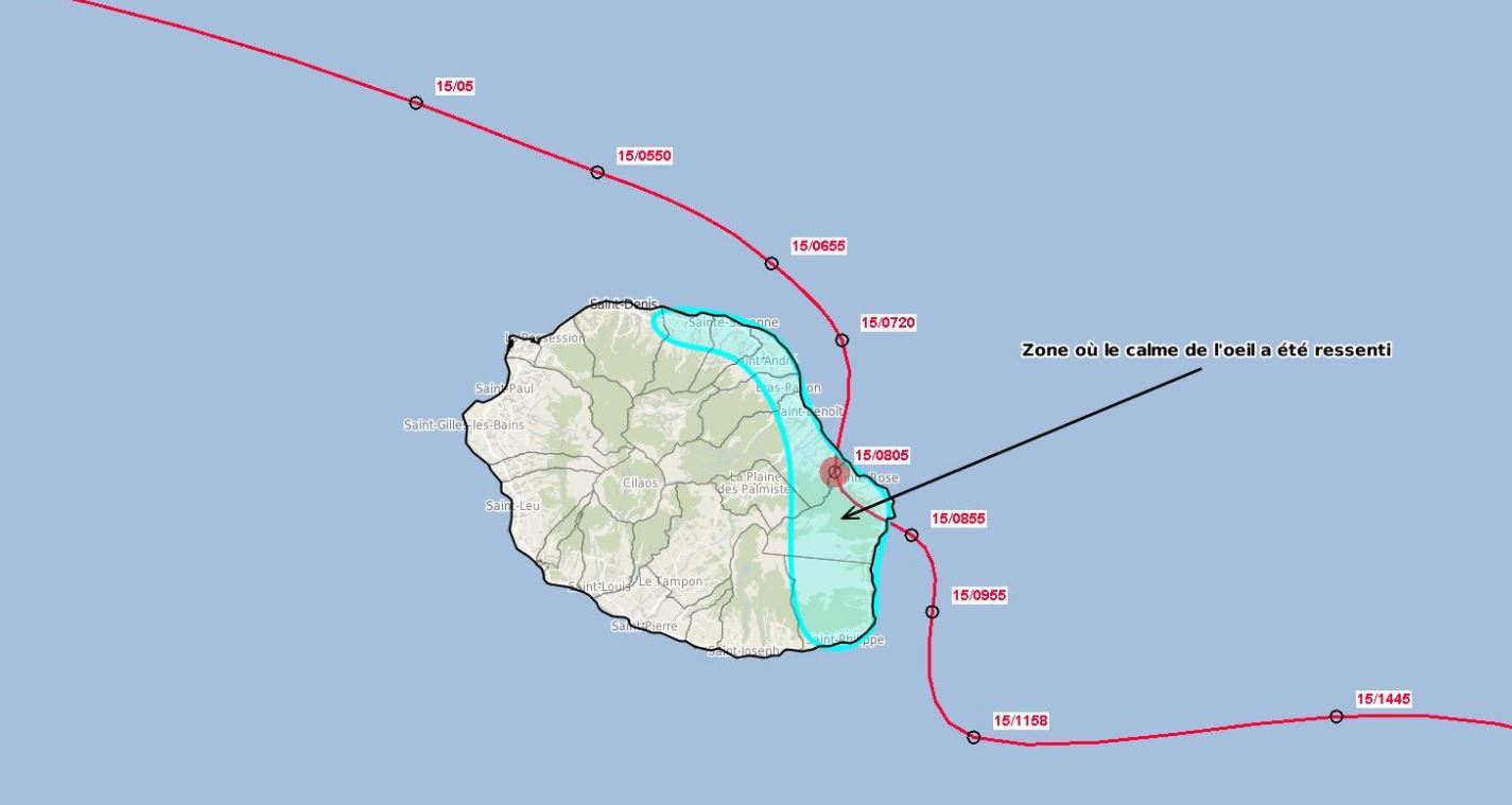 Trajectoire haute résolution de BELAL à proximité de la Réunion