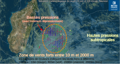 situation météorologique du 13 juin 2024 à 10h locale Réunion