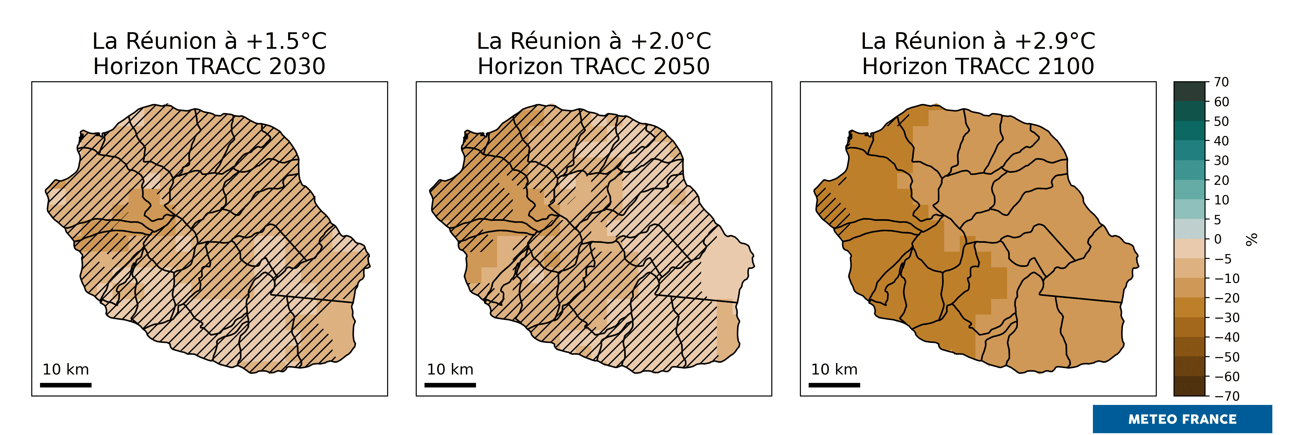Évolution du cumul de précipitations en saison sèche. © Météo-France