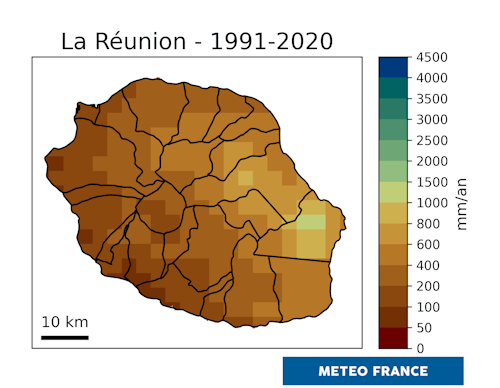 Carte du cumul de précipitations en intersaison. © Météo-France