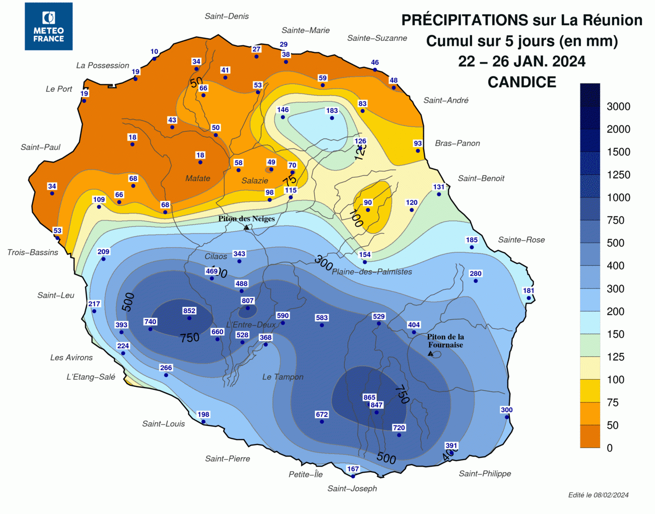 carte pluviométrie CANDICE