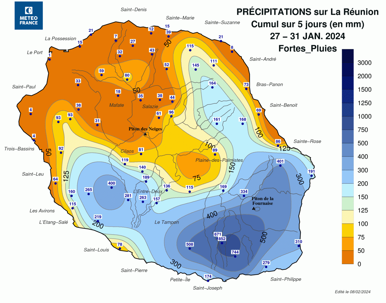 carte pluviométrie 27-31 janvier 2024