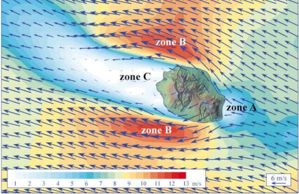Flux d'alizé d'est-sud-est sur la Réunion