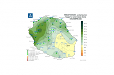 Rapport à la normale - précipitations Réunion - décembre 2025