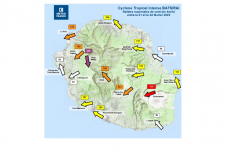 Rafales maximales de vent à la Réunion - cyclone Batsirai - du 01 au 04 février 2022