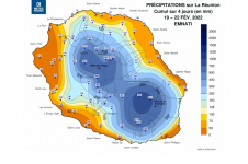 Cumuls de pluie sur La Réunion - cyclone Emnati - du 19 au 23 février 2022