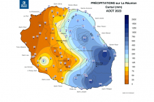 Cumuls de précipitations - Réunion - Août 2023 