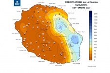 Cumul de précipitations  - Réunion - Septembre 2023