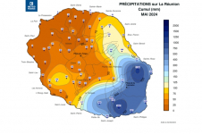 Cumul de précipitations Réunion - mai 2024
