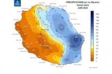 Cumul de précipitations Réunion - Juin 2024