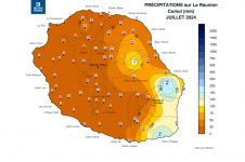 Cumul de précipitations Réunion - juillet 2024