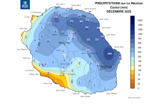 Cumul de précipitations Réunion - décembre 2025
