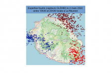 Impacts de foudre le 4 mars 2022 sur la Réunion (réseau GLD360)