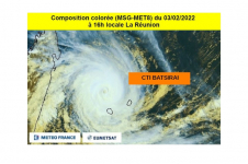 Image Satellite du cyclone BATSIRAI du 03 février 2022 à 16h locale Réunion (composition colorée MSG-MET8)
