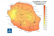 Moyenne du rayonnement global journalier à La Réunion - Décembre 2022