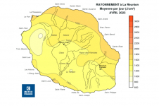 Moyenne du rayonnement global journalier à La Réunion - avril 2023
