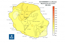 Moyenne du rayonnement global journalier à La Réunion - Mai 2023