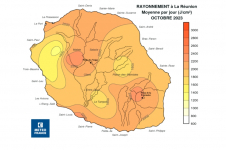 Moyenne du rayonnement global journalier à La Réunion - Octobre 2023