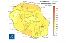 Moyenne de rayonnement global journalier à la Réunion - avril 2024