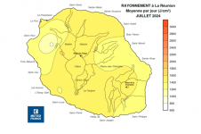 Moyenne de rayonnement global journalier à la Réunion - juillet 2024