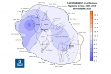 Rapport à la normale de rayonnement global journalier à La Réunion - Septembre 2022