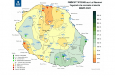 Rapport à la normale - Précipitations Réunion - Mars 2022