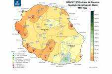 Rapport à la normale - Précipitations Réunion - mai 2022