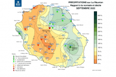 Rapport à la normale - Précipitations Réunion - Septembre 2022