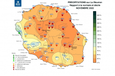 Rapport à la normale - Précipitations Réunion - Novembre 2022
