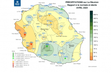 Rapport à la normale - précipitations Réunion - avril 2024