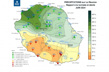 Rapport à la normale - Précipitations Réunion - Juin 2024