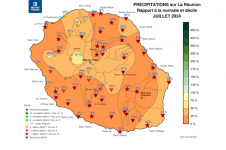 Rapport à la normale - Précipitations Réunion - juillet 2024