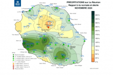 Rapport à la normale - précipitations Réunion - novembre 2024