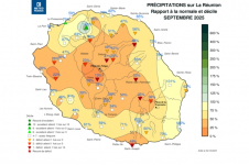 Rapport à la normale - précipitations Réunion - septembre 2025