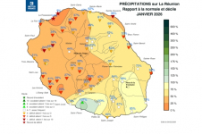 Rapport à la normale - Précipitations Réunion - Janvier 2026