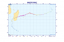 Trajectoire du cyclone intense Batsirai - Février 2022