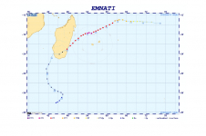 Trajectoire du cyclone intense Emnati - Février 2022