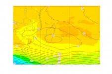 Température et géopotentiel à 700hPa, le 9 à 13h locales