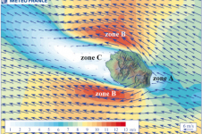 Flux d'alizé d'est-sud-est sur La Réunion