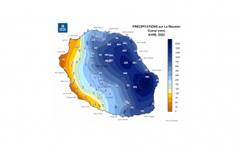 Carte de la pluviométrie d'avril 2022 à la Réunion