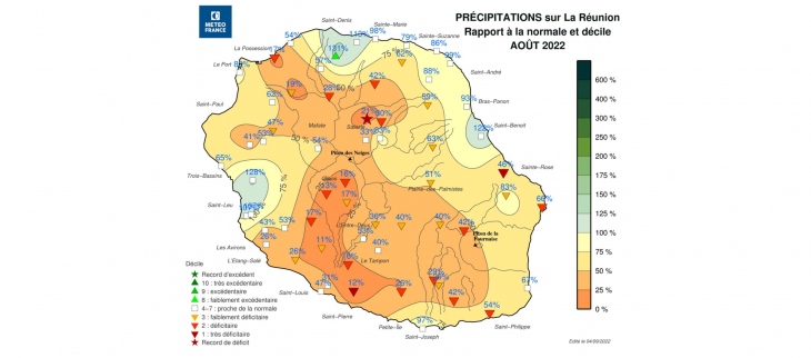 Bulletin climatique mensuel de la Réunion - Août 2022