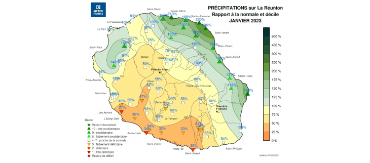 Bulletin climatique mensuel de la Réunion - Janvier 2023