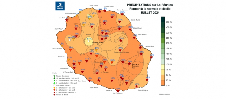 Bulletin climatologique mensuel de La Réunion - juillet 2024