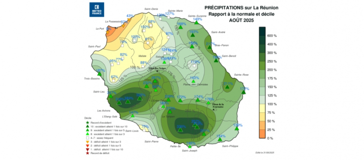 Bulletin climatique mensuel de La Réunion - août 2025