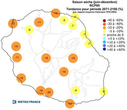 Carte de la température moyenne annuelle de La Réunion