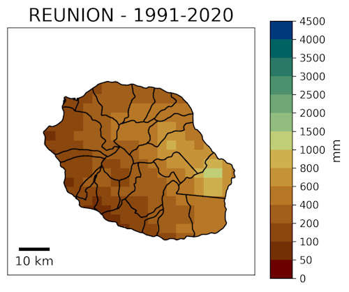 Carte du cumul de précipitations en intersaison. © Météo-France